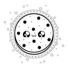 delicious fresh cookie in frame circular kawaii style