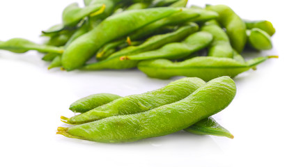 green soy beans isolated on white background