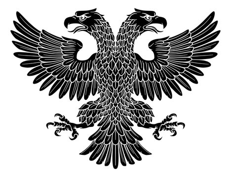 Double headed eagle with two heads possibly a Roman Russian Byzantine or imperial heraldic symbol