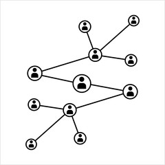 Network Connection, Hub, Social Network Isolated Flat Line Icon Design