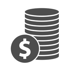 stack of coins icon isolated on white background. dollar money coins flat icon for web, mobile and user interface design