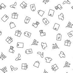 black friday shopping seamless pattern with white background. commercial shopping abstract vector texture for packaging, pattern on paper, wrappers