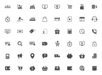e-commerce vector icons large set isolated on white background. business commerce comcept. e commerce flat icons for web, mobile and ui design.