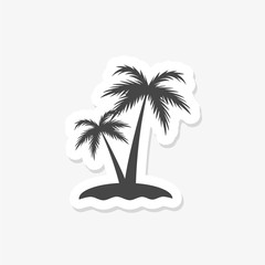 Two palm-tree on the tropical island on white background