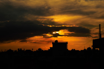 A beautiful sunset in a city!!!!!