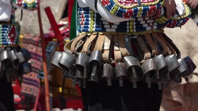  Kukeri-old colorful  Bulgarian tradition, mummers perform rituals in costumes and bronze bells. 