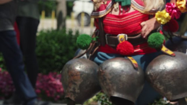  Kukeri-old colorful  Bulgarian tradition, mummers perform rituals in costumes and bronze bells. 