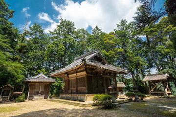 夏の田舎の景色と寺