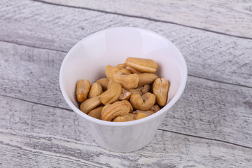Cashew nuts heap in the bowl