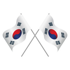 Illustration of crossed flags of South Korea, Vector