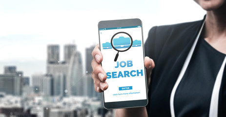 Human Resources Recruitment and People Networking Concept. Modern graphic interface showing...