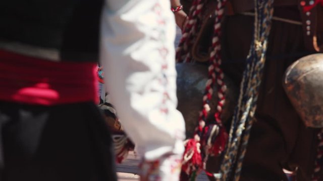Kukeri-old colorful  Bulgarian tradition, mummers perform rituals in costumes and bronze bells. 