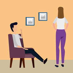 Fototapeta premium couple in living room place scene