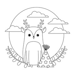 cute reindeer animal with hat party decoration