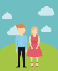 young couple in landscape avatar character