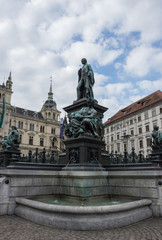 Erzherzog Johann fountain at Hauptplatz (main square), in Graz, Styria region, Austria.