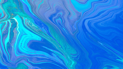 Fototapeta na wymiar Blue Acrylic pour Color Liquid marble abstract surfaces Design.