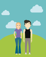 young couple in landscape avatar character