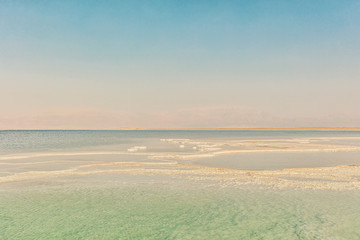 Fototapeta na wymiar Dead Sea. Salt at the bottom of the Dead Sea