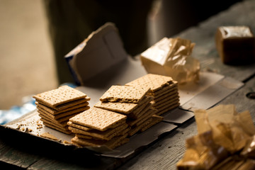 Boy Scouts set up for an evening of S'mores and stories around the campfire