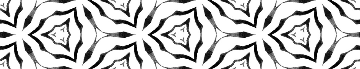 Black and white geometric foliage Seamless Border 