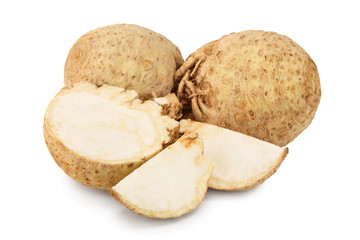 Fresh celery root isolated on white background