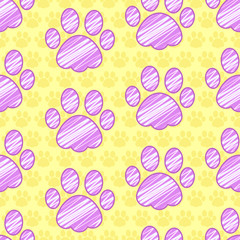 Footprints of a pet. Vector seamless pattern.