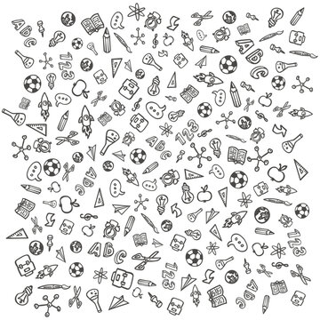 Back to School seamless pattern with Hand-Drawn Doodles. sketch element background Vector Illustration.