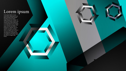 Vector hexagon overlaps and light blue color for background, space for text