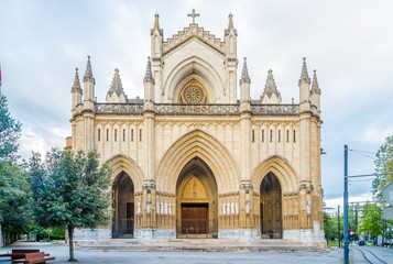 Fototapeta na wymiar View at the Portal of Cathedral of Santa Maria Immaculada in Victoria-Gasteiz, Spain
