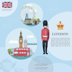 Fototapeta premium Flat Travel To London Template