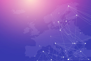 Nano technologies abstract background. Cyber technology concept. Artificial Intelligence, virtual reality, bionics, robotics, global network, microprocessor, nano robots. Vector illustration, banner