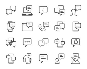 set of discuss icons, talk, communication, chat, call