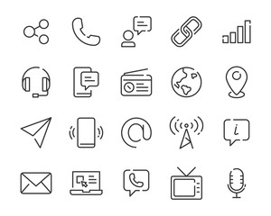 set of contact icons, address, call center, support