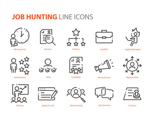 set of job icons, skill, performance, hr, cv, manage