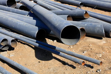 Steel pipe pile in the construction site