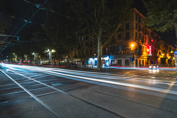 traffic in the city at night