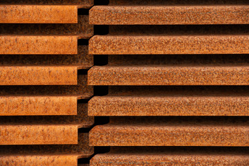 Abstract horizontal pattern of rusty iron.