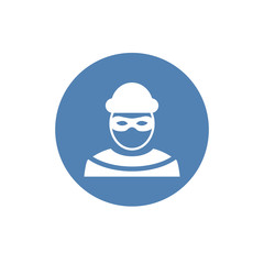 Robber icon. Bandit symbol isolated on white background. Vector illustration.
