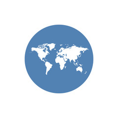 World map vector, isolated on white background. Flat Earth, map template for web site pattern, anual report, inphographics. Travel worldwide, map silhouette backdrop.