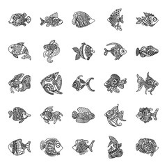 Zentangle Fish Drawings Pack