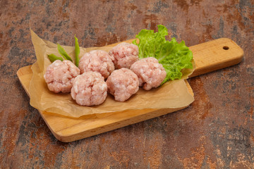 Homemade raw pork minced meatball for cooking