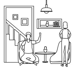 couple in living room place scene