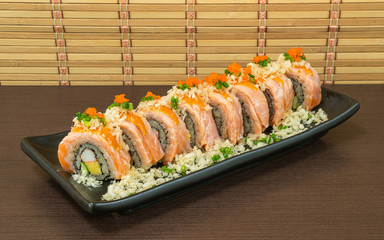 grilled salmon sushi roll - japanese food