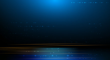 Illustration Abstract glowing, neon light effect, stripes line pattern. Vector design communication techno on blue background. Futuristic digital technology for web or banner background