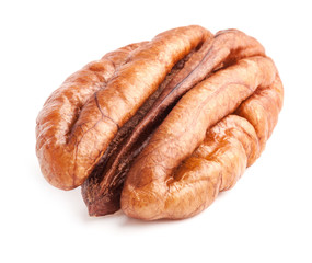 Pecan nuts isolated on white background with clipping path