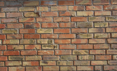 Brick wall. The window in the wall. Angled view. Overall plan..