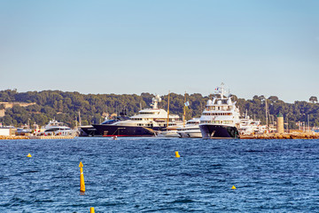 Sea bay marina with yachts and boats in Cannes