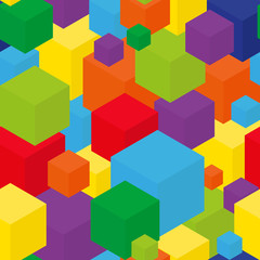 Seamless cube background. Color box isometric seamless pattern