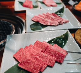 Famous and sizzling yakiniku in Takayama Japan - Premium A5 Hida wagyu beef set serves